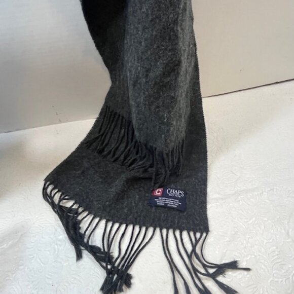Chaps Fringe Winter Scarf Dark Gray Classic Style 10.25"x65.5" - Picture 3 of 8